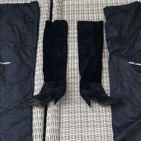 Saint Laurent Era Black Suede Slouchy Boot 37 - Picture 1 of 10
